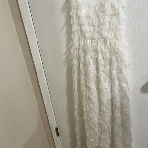 Elegant White Feathered Dress